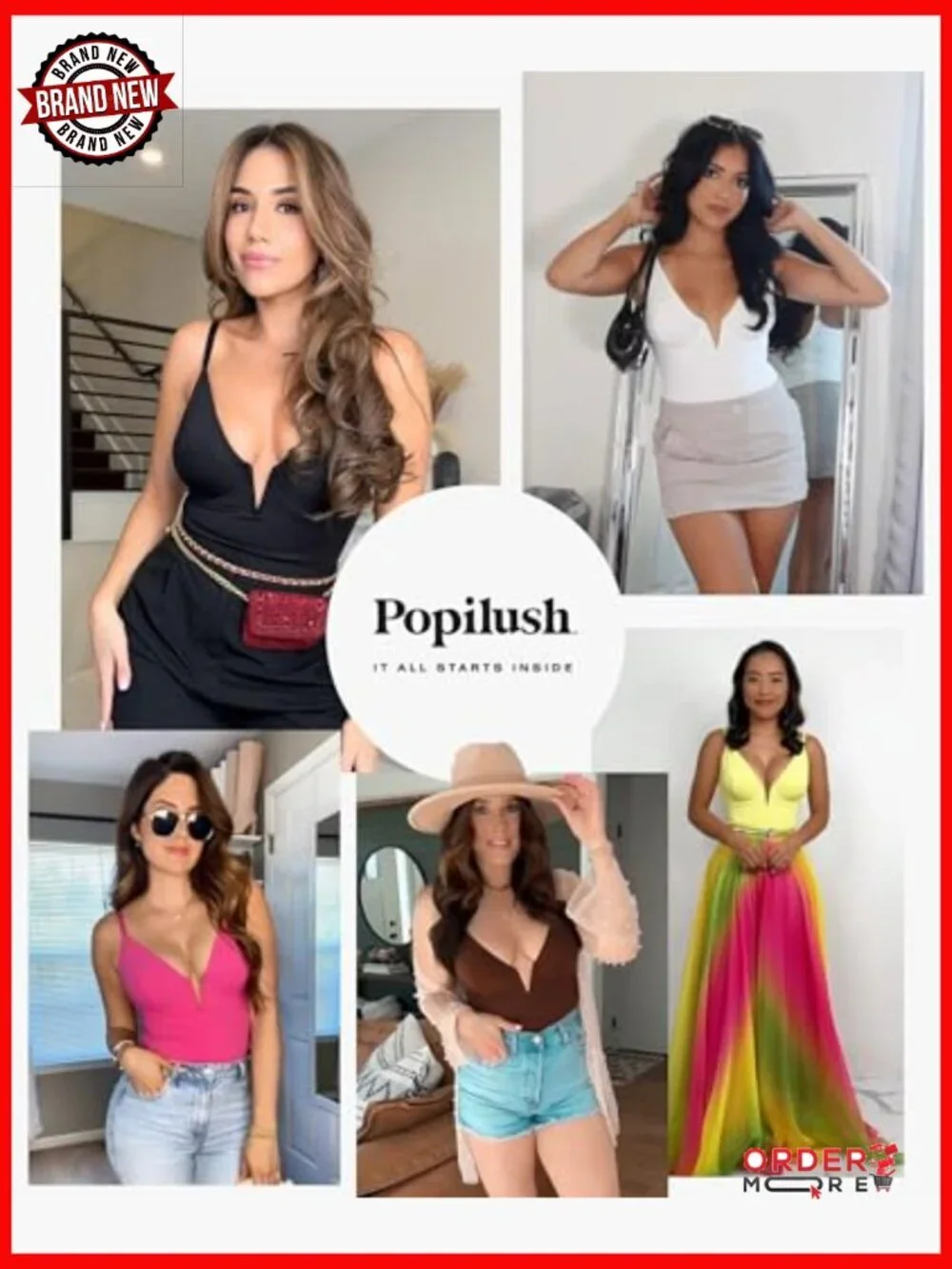 Tummy Control Shapewear Bodysuit Medium Nylon Spandex V Neck Backless
